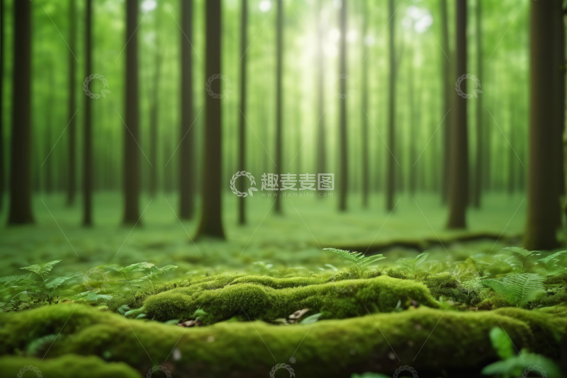 高清大图下载【趣麦麦图】阳光照耀下的茂密森林景观