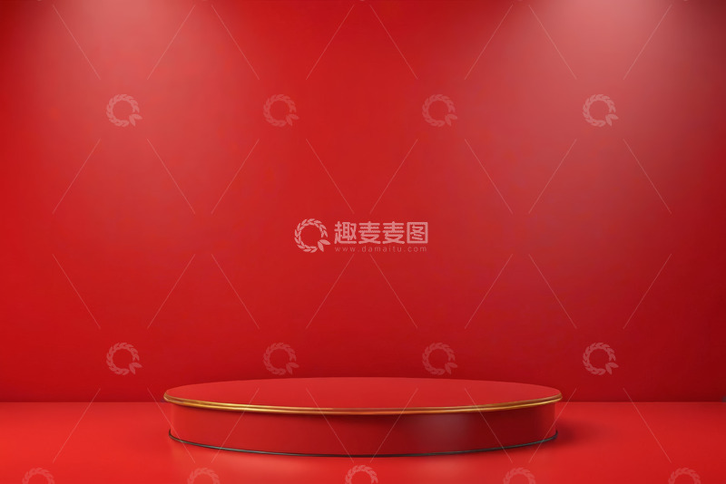 高清大图下载【趣麦麦图】红色背景上的圆形平台