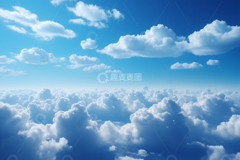 高清大图下载【趣麦麦图】高空俯瞰蓝天白云景观