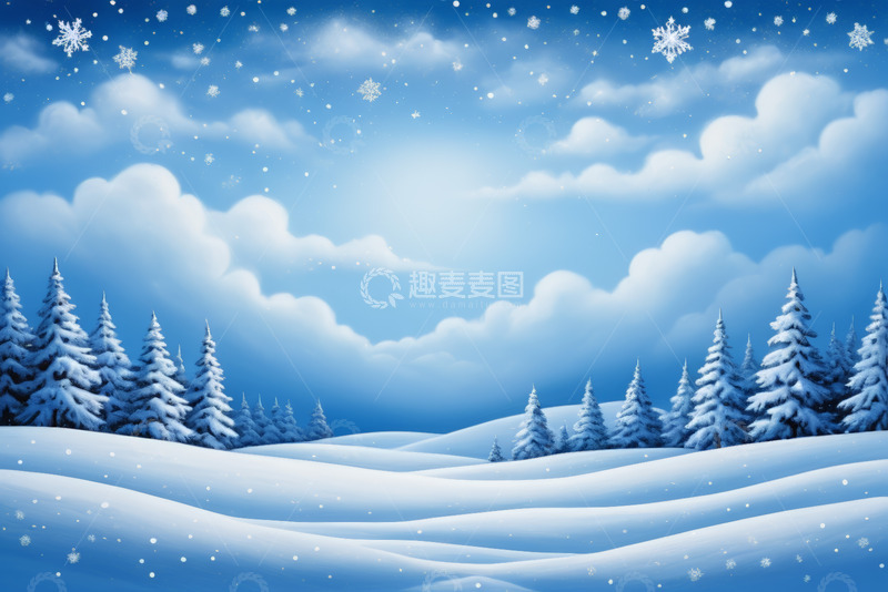 高清大图下载【趣麦麦图】冬日雪景雪松自然风光