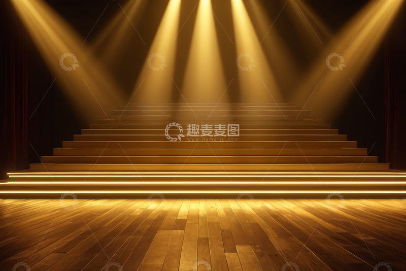 高清大图下载【趣麦麦图】聚光灯下的舞台阶梯场景