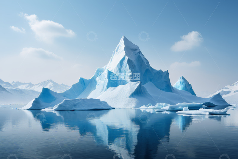 高清大图下载【趣麦麦图】海上巍峨冰山自然风光