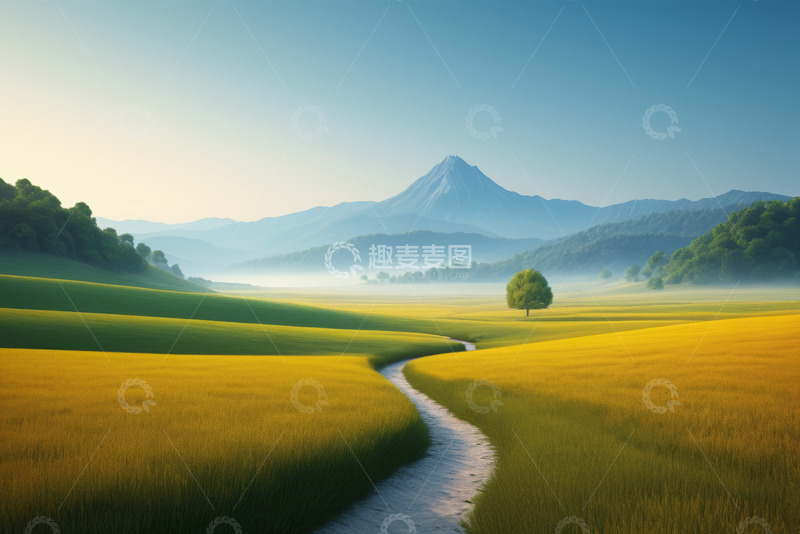 高清大图下载【趣麦麦图】田野山间小道自然风光