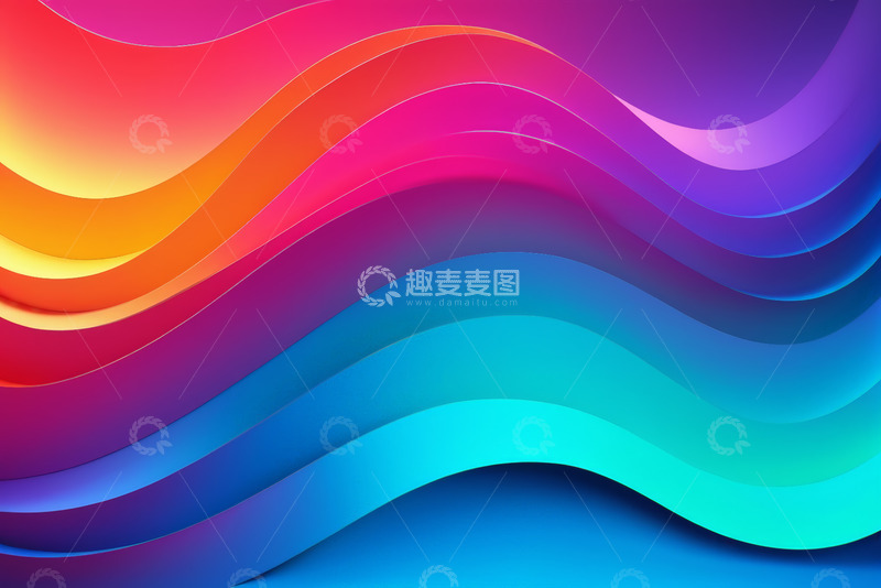 高清大图下载【趣麦麦图】多彩渐变波浪抽象背景
