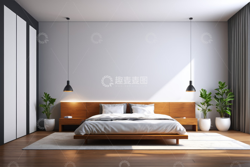 高清大图下载【趣麦麦图】现代简约风格卧室室内场景