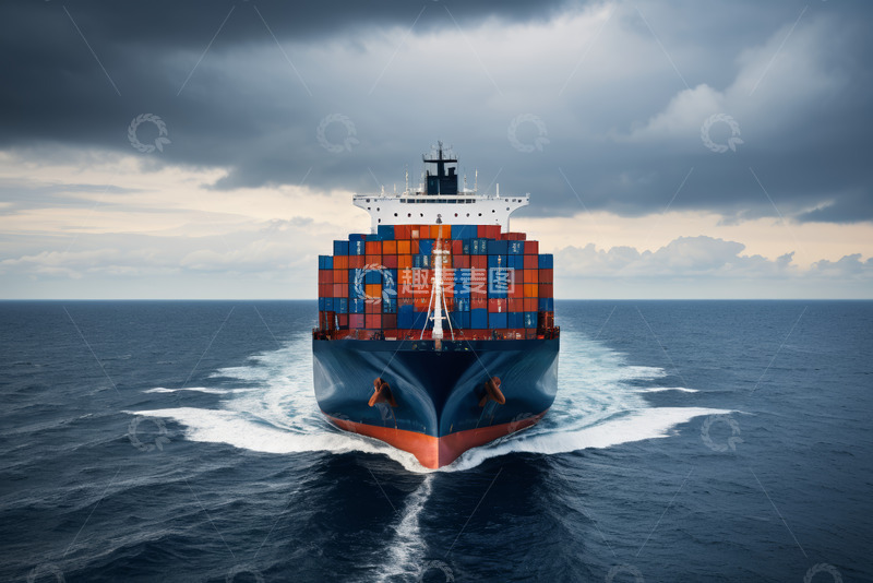 高清大图下载【趣麦麦图】海洋上航行的集装箱货轮