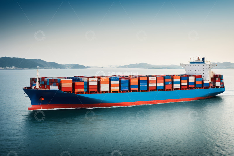 高清大图下载【趣麦麦图】海上航行的集装箱货运船