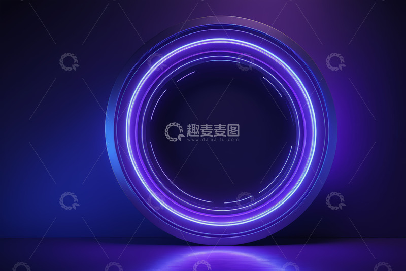 高清大图下载【趣麦麦图】紫色发光环形霓虹素材