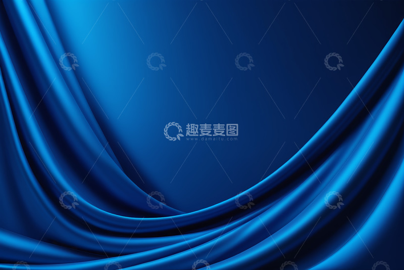 高清大图下载【趣麦麦图】蓝色绸缎质感背景