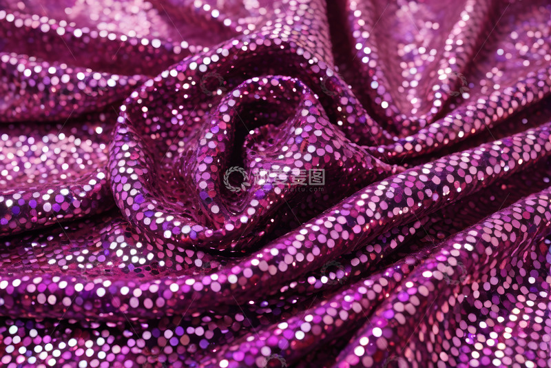 高清大图下载【趣麦麦图】紫色亮片织物特写