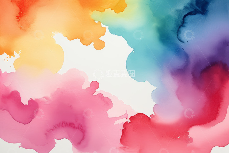 高清大图下载【趣麦麦图】-多彩水彩艺术背景