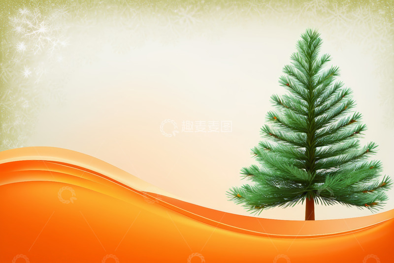高清大图下载【趣麦麦图】圣诞树橙色背景素材