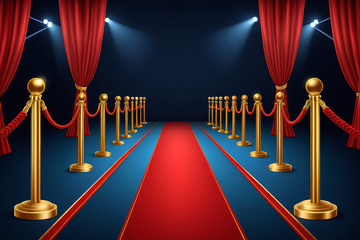 红地毯与金色隔离栏场景