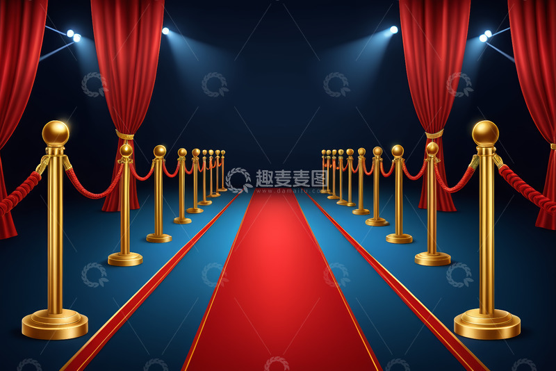 高清大图下载【趣麦麦图】红地毯与金色隔离栏场景