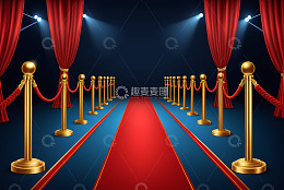 红地毯与金色隔离栏场景