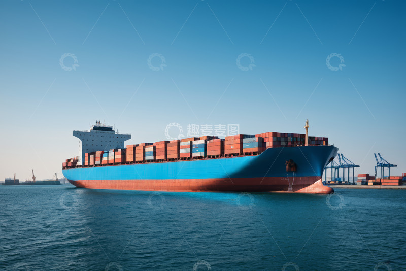 高清大图下载【趣麦麦图】港口海洋货运集装箱船