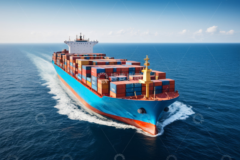 高清大图下载【趣麦麦图】海洋上的集装箱货轮