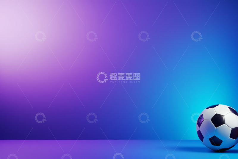 高清大图下载【趣麦麦图】紫色渐变背景上的足球