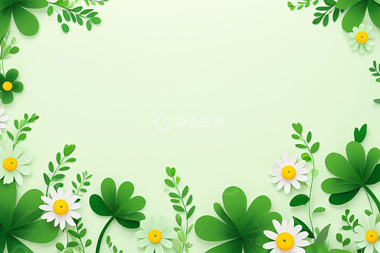 绿色植物花卉边框背景素材