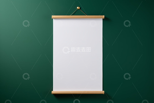 绿色背景空白卷轴展示素材