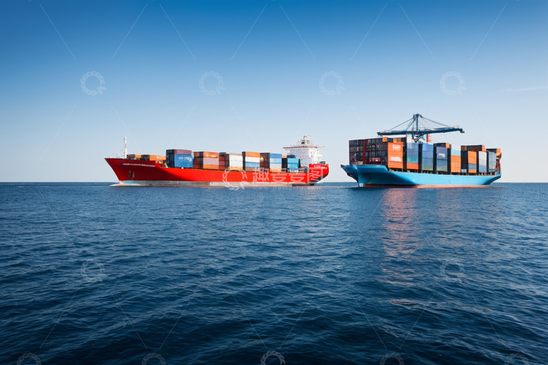 高清大图下载【趣麦麦图】海上航行的集装箱货运船