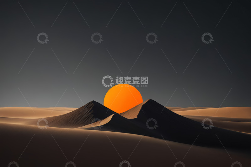 高清大图下载【趣麦麦图】沙漠日落景观