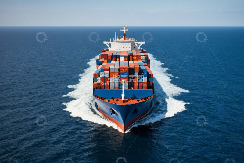 高清大图下载【趣麦麦图】海洋上的集装箱货轮
