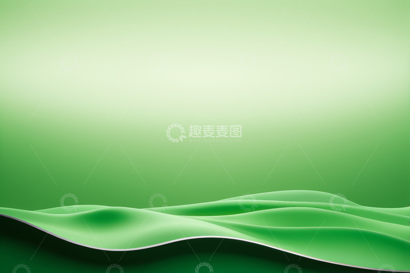 高清大图下载【趣麦麦图】绿色渐变波浪背景素材