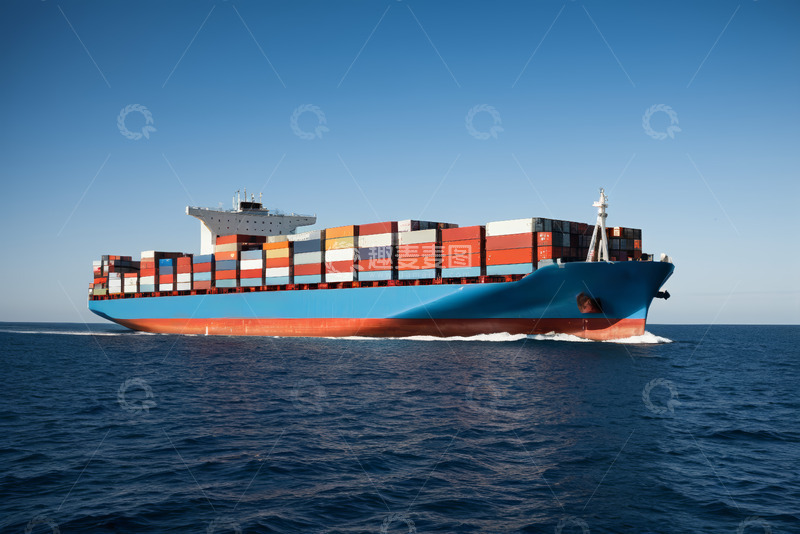 高清大图下载【趣麦麦图】海洋上航行的集装箱货轮