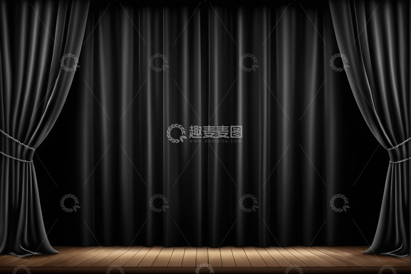 高清大图下载【趣麦麦图】黑色幕布拉开的舞台场景