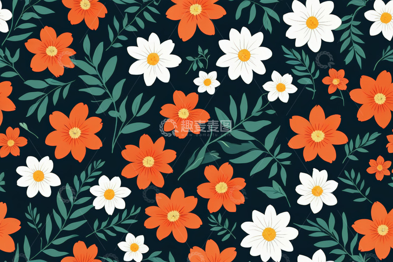 高清大图下载【趣麦麦图】花卉植物图案背景素材