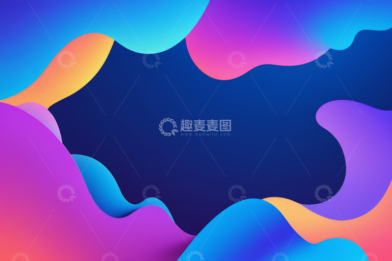 高清大图下载【趣麦麦图】多彩抽象流体背景素材