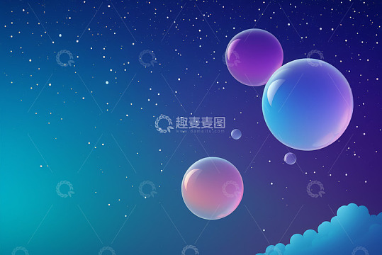 星空下的梦幻彩色气泡