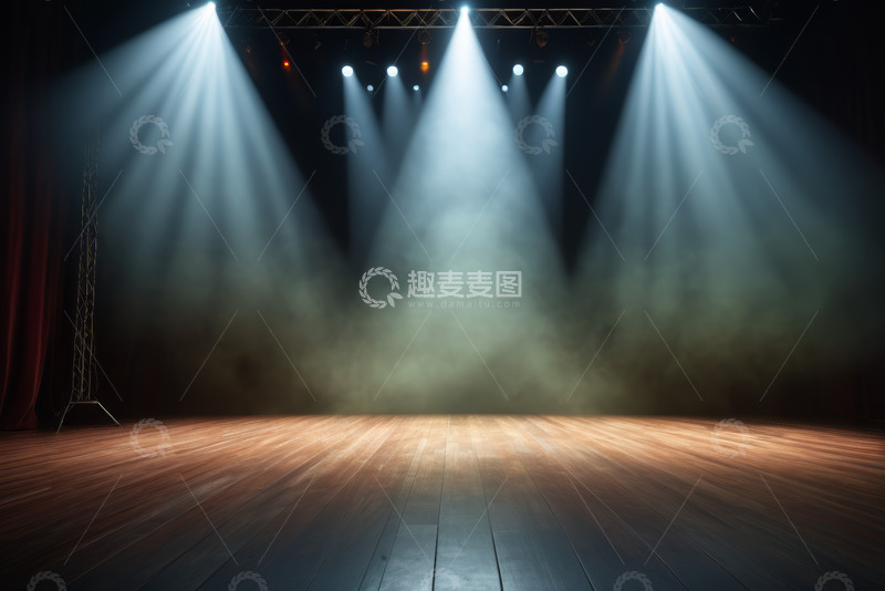 高清大图下载【趣麦麦图】聚光灯下的空旷舞台场景