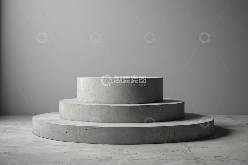 高清大图下载【趣麦麦图】灰色背景下的三层圆形基座