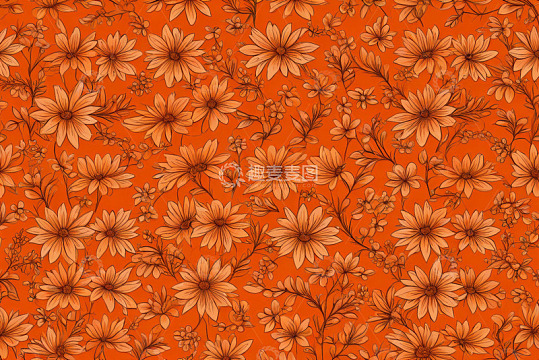 橙色花卉图案背景