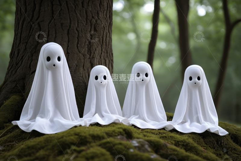 高清大图下载【趣麦麦图】森林中四个幽灵装饰摆件