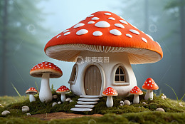 森林中的蘑菇小屋