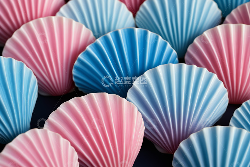 高清大图下载【趣麦麦图】彩色贝壳形物品特写