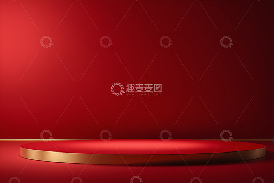 红色背景圆形展示舞台