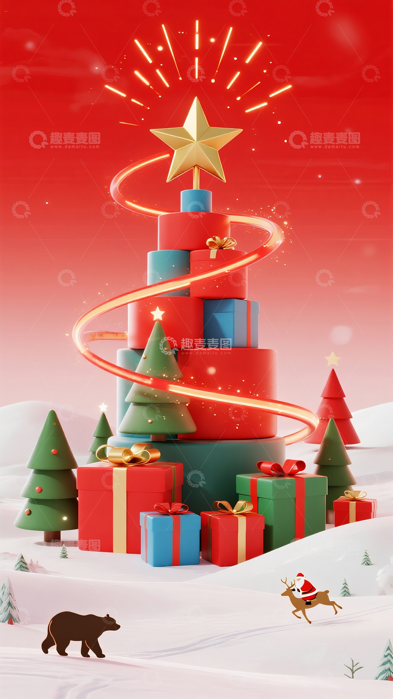 源文件下载【趣麦麦图】圣诞节主题海报背景17