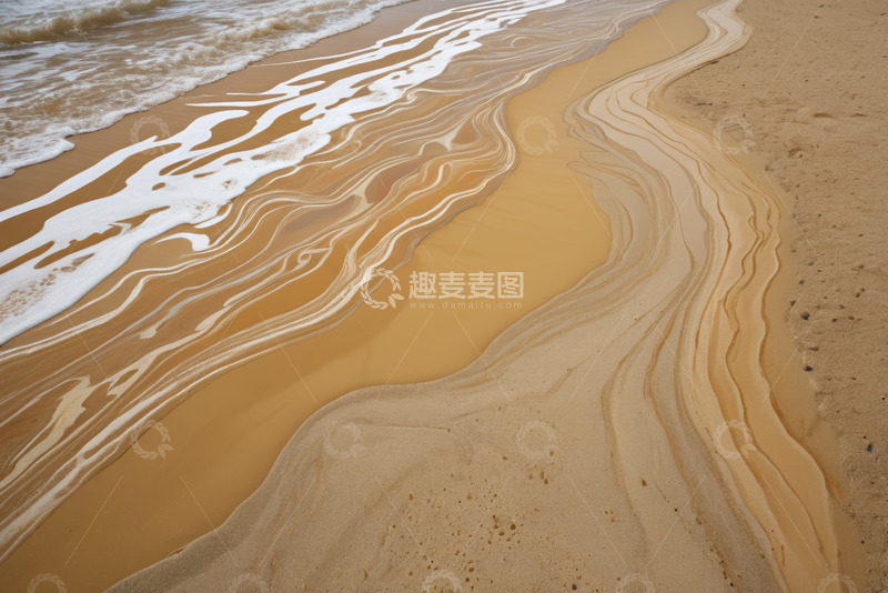 高清大图下载【趣麦麦图】海浪拍打沙滩景象