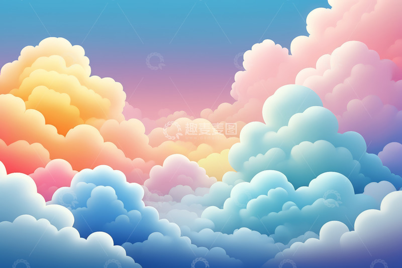 高清大图下载【趣麦麦图】梦幻多彩云朵天空背景