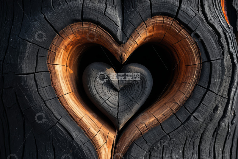 高清大图下载【趣麦麦图】树干中心的心形图案