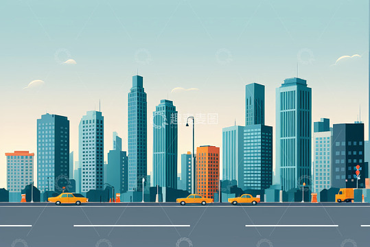 城市街道建筑动画场景