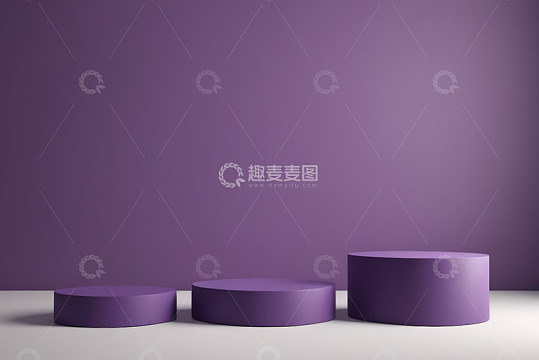 紫色背景下的圆形展示台
