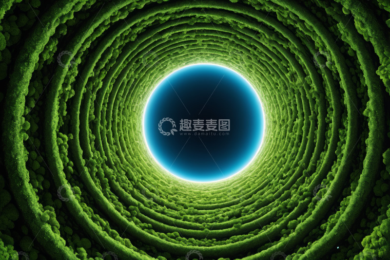 高清大图下载【趣麦麦图】绿色隧道尽头发光效果