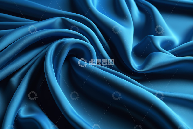 高清大图下载【趣麦麦图】蓝色丝绸布料纹理特写