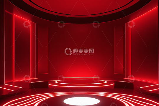 红色发光现代舞台场景