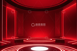 红色发光现代舞台场景